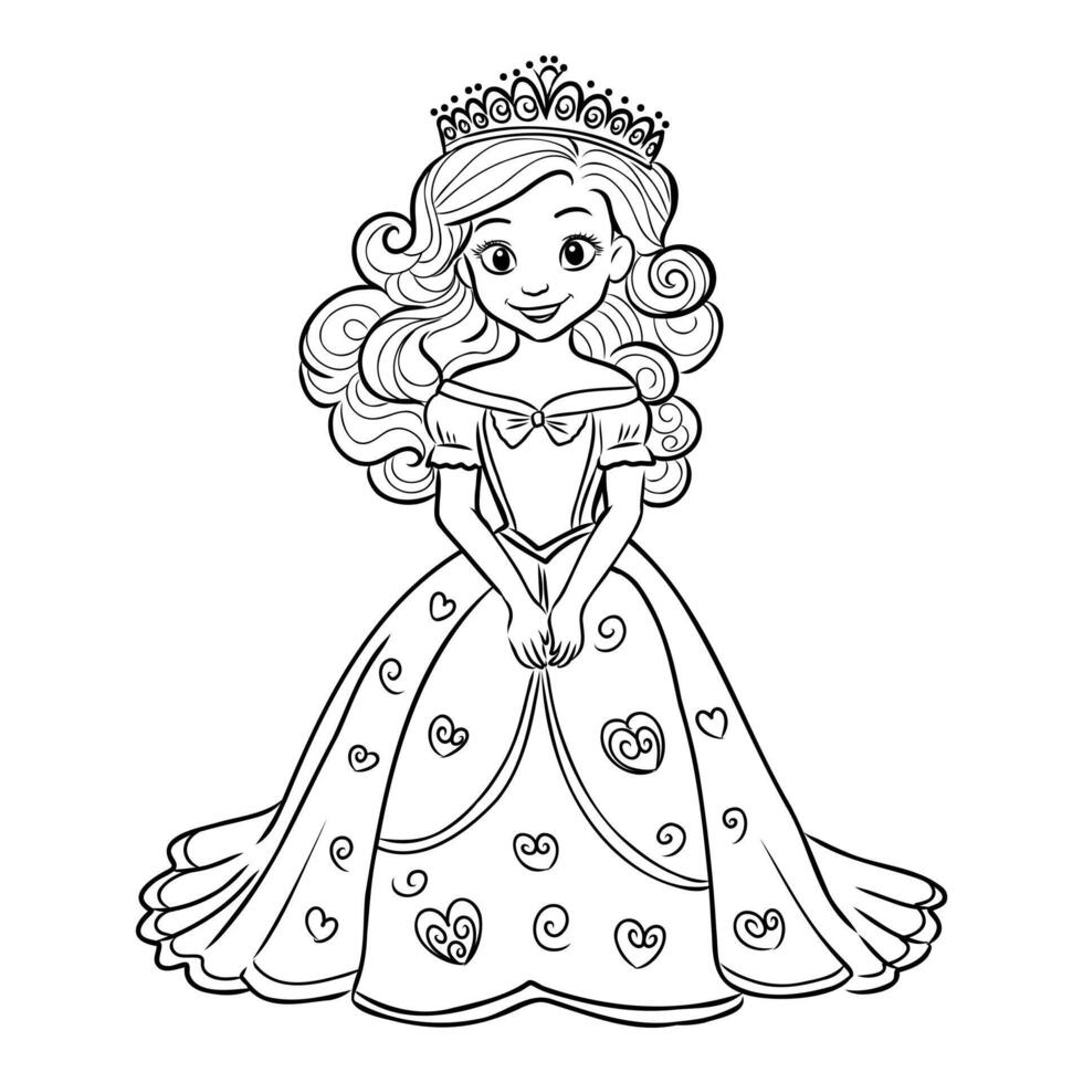 cartoon princess sketch vector