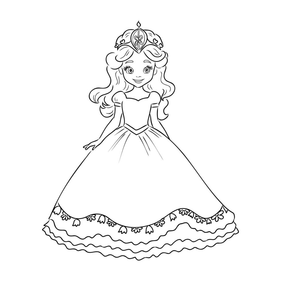 cartoon princess sketch vector