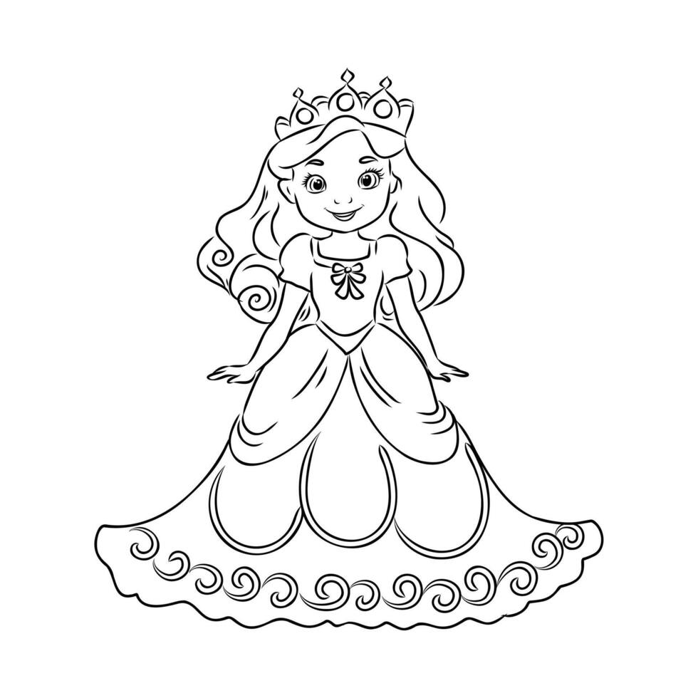 cartoon princess sketch vector