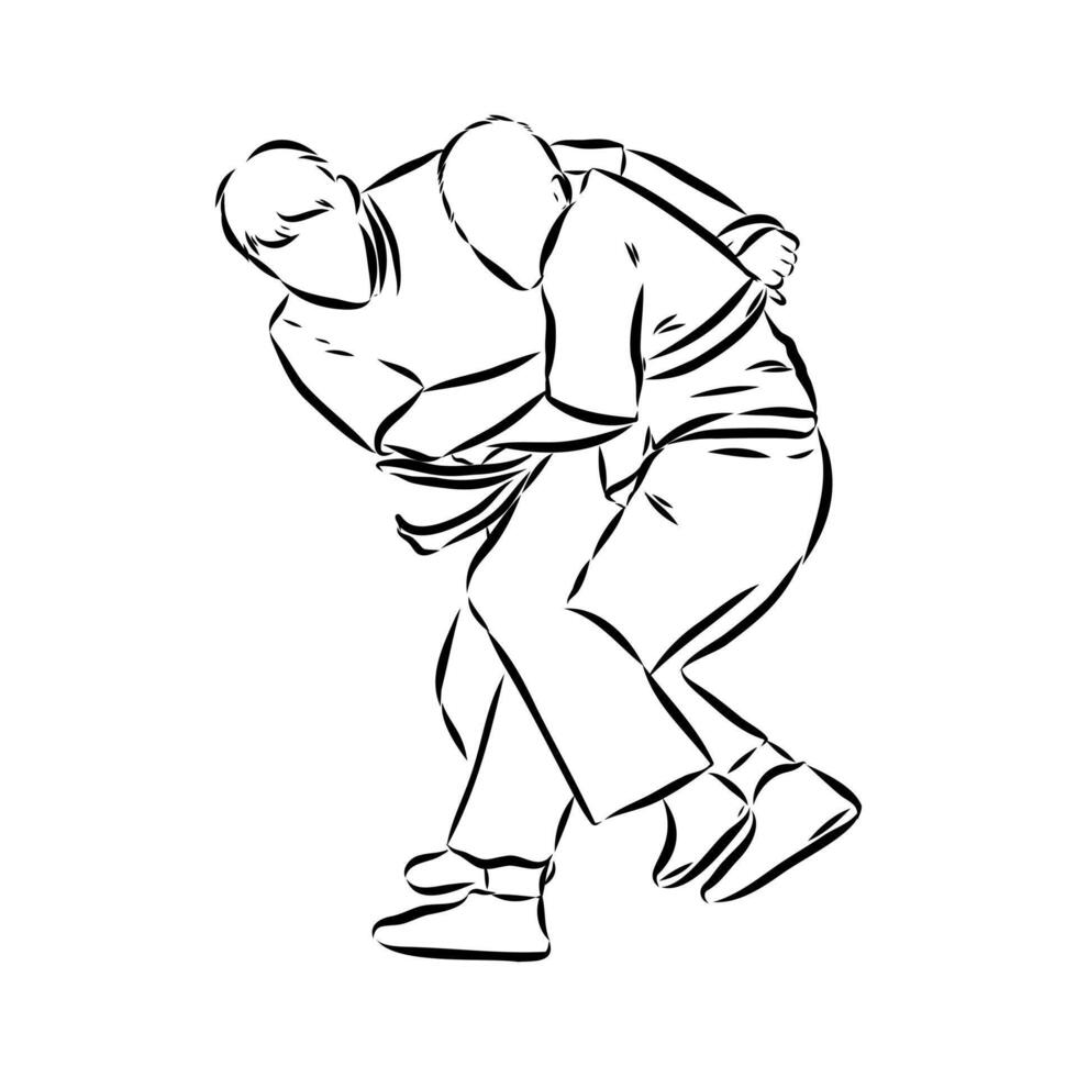 sambo wrestling sketch vector