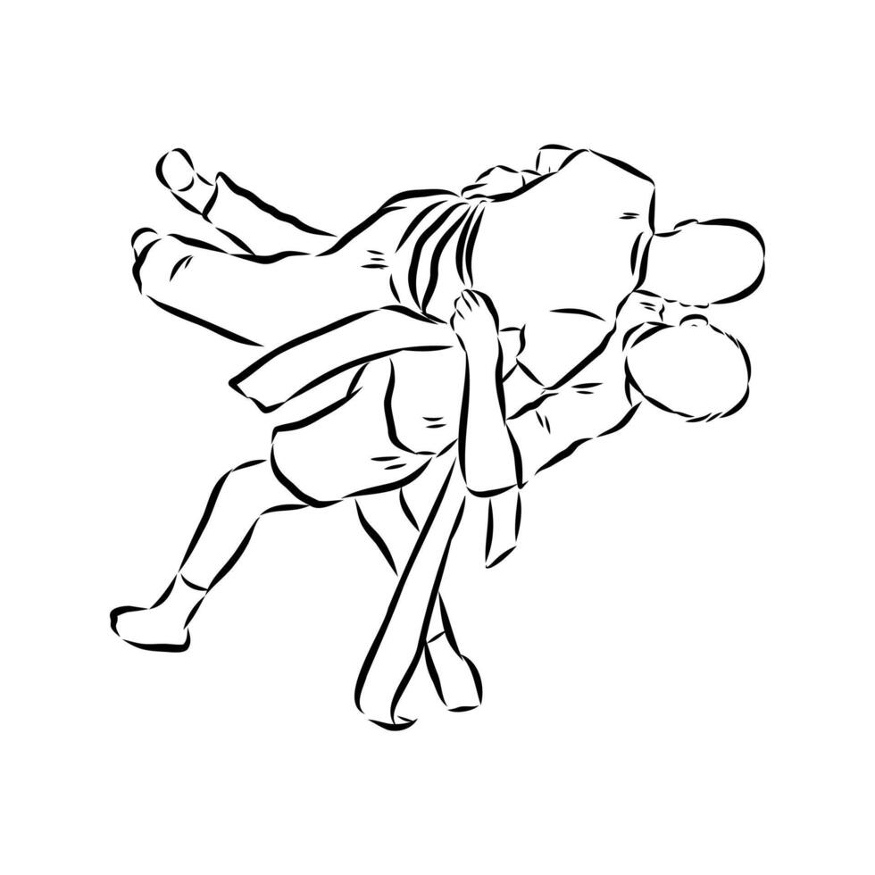 sambo wrestling sketch vector