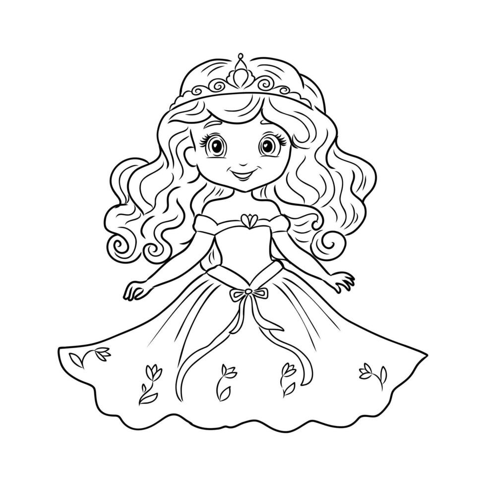 cartoon princess sketch vector