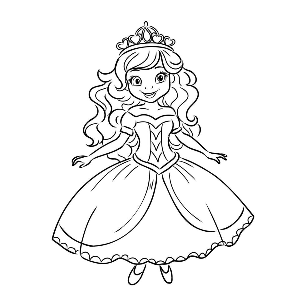 cartoon princess sketch vector