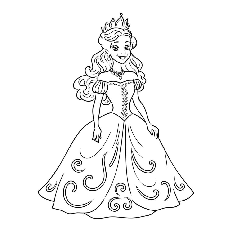 cartoon princess sketch vector