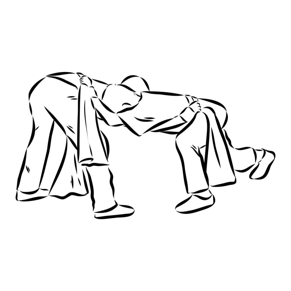 sambo wrestling sketch vector