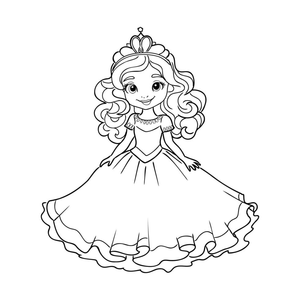 cartoon princess sketch vector