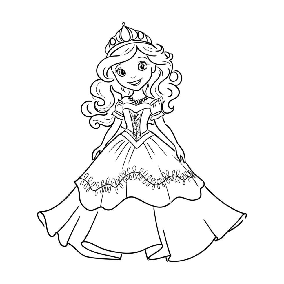cartoon princess sketch vector