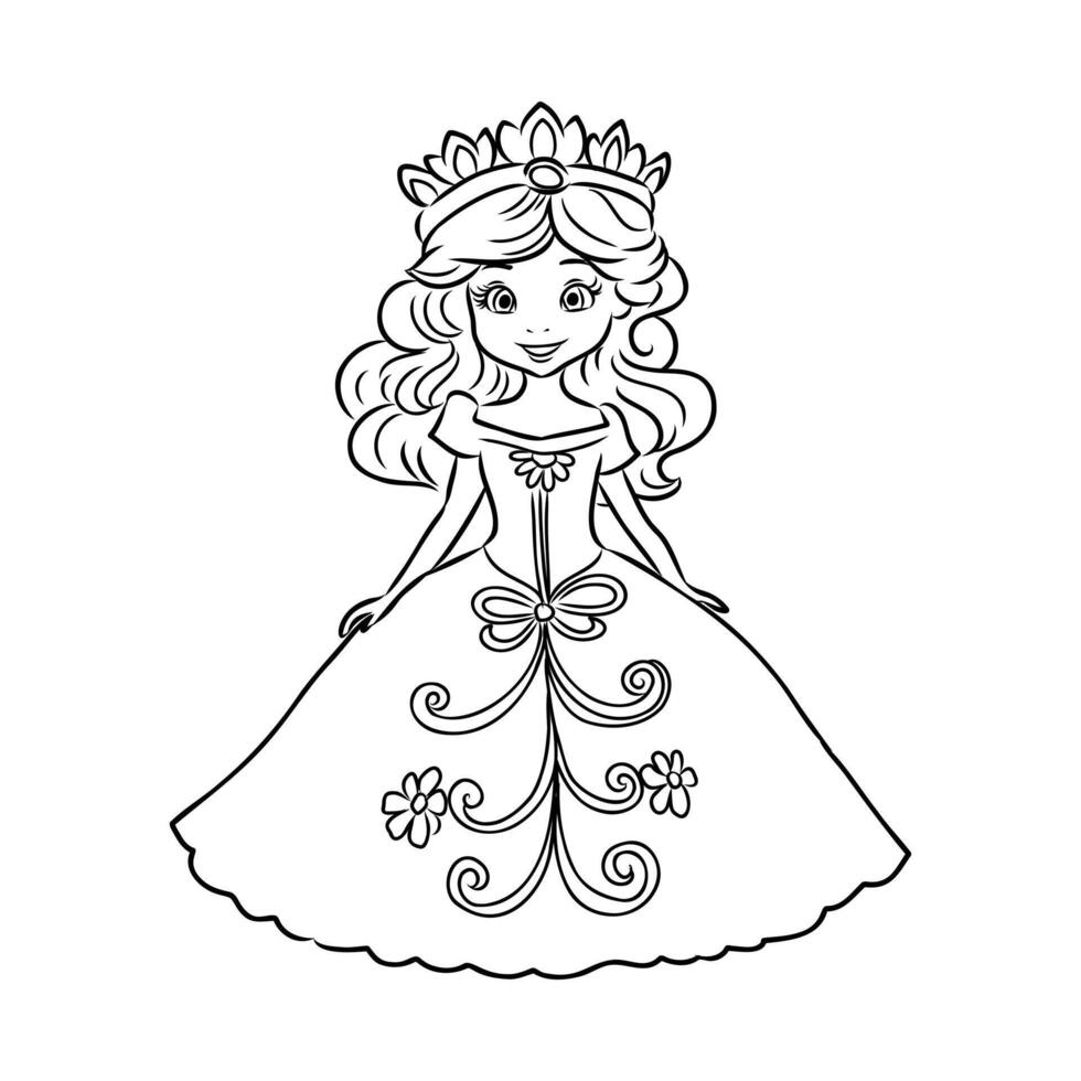 cartoon princess sketch vector