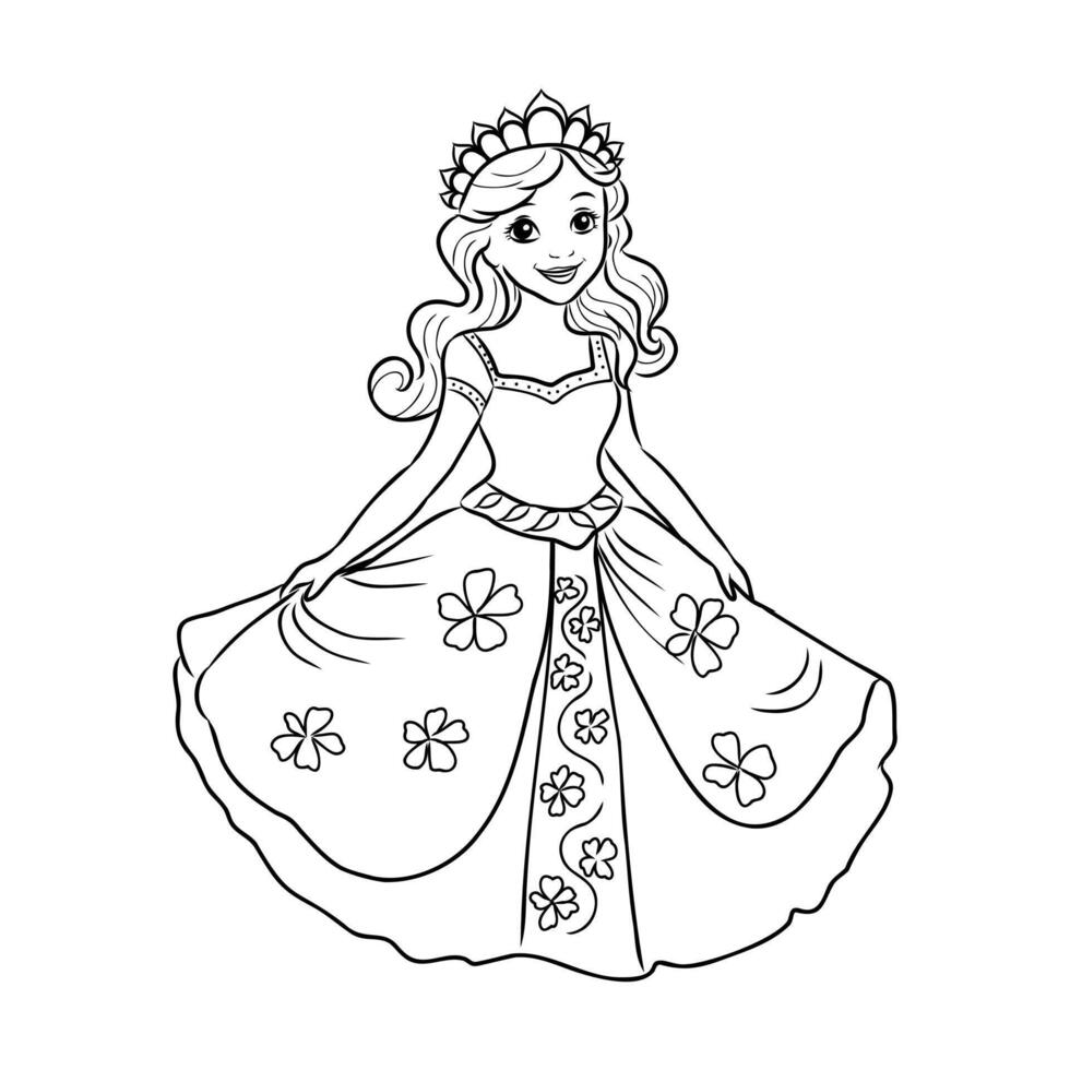 cartoon princess sketch vector