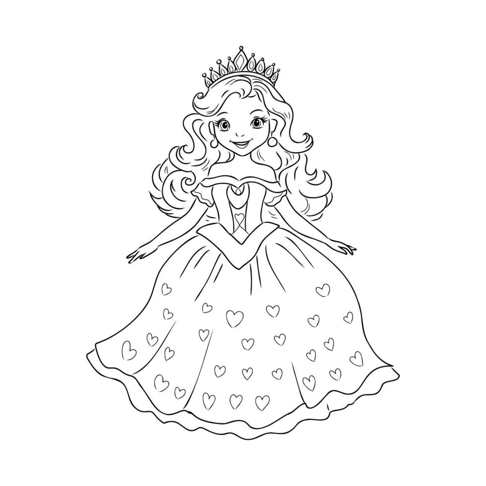 cartoon princess sketch vector