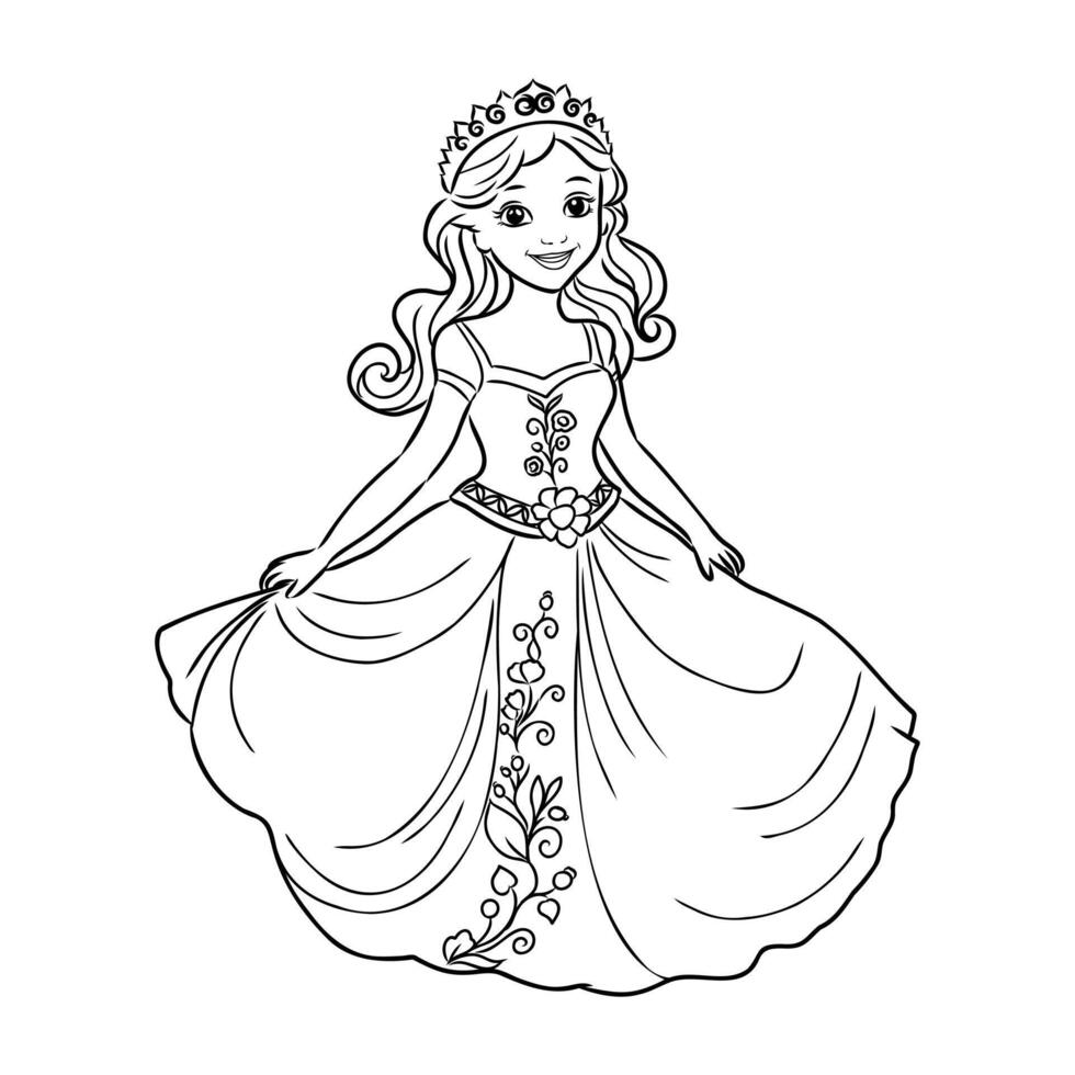 cartoon princess sketch vector