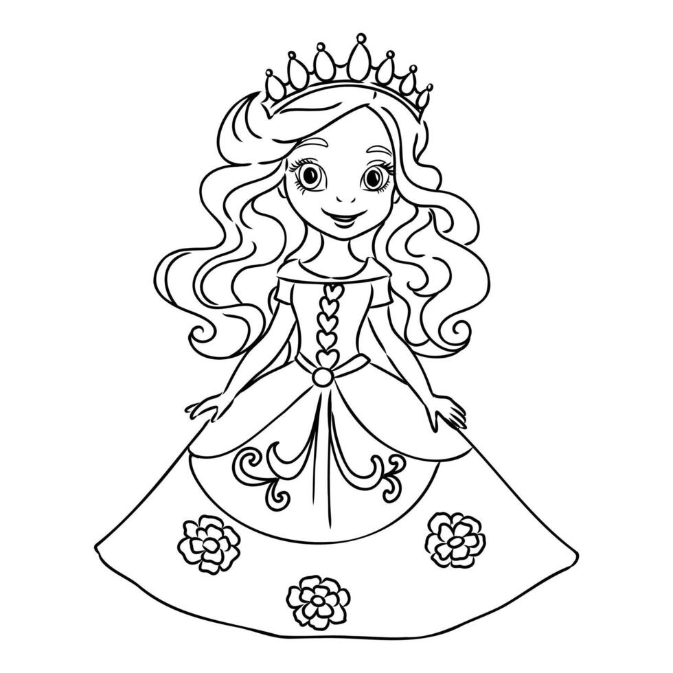 cartoon princess sketch vector