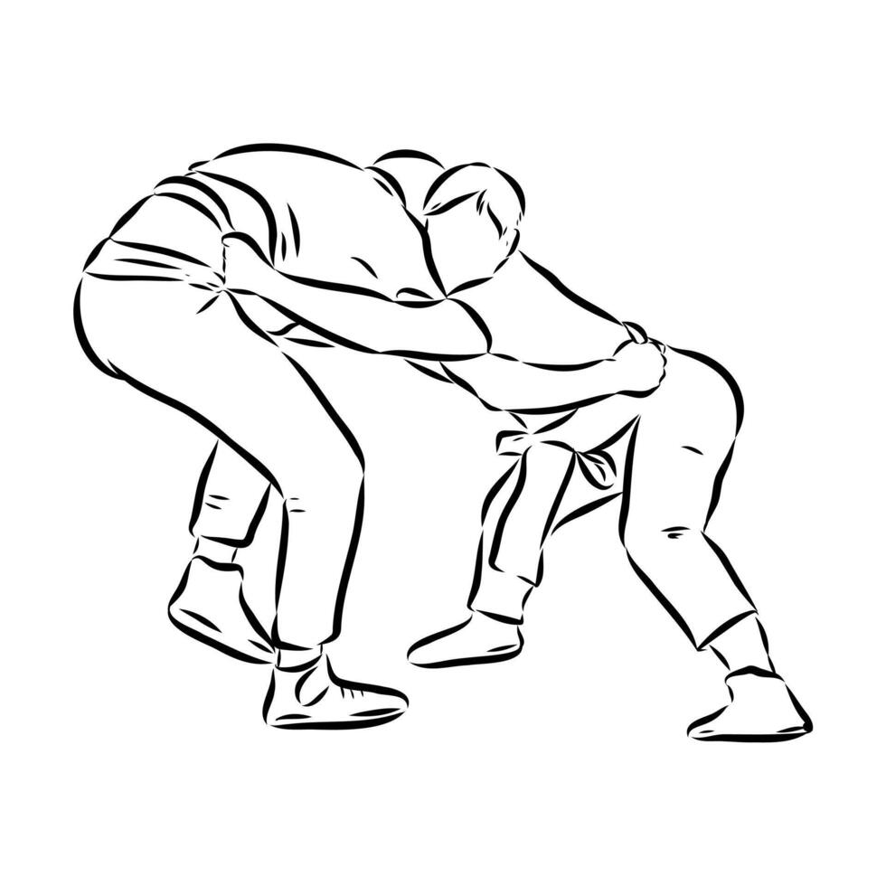 sambo wrestling sketch vector