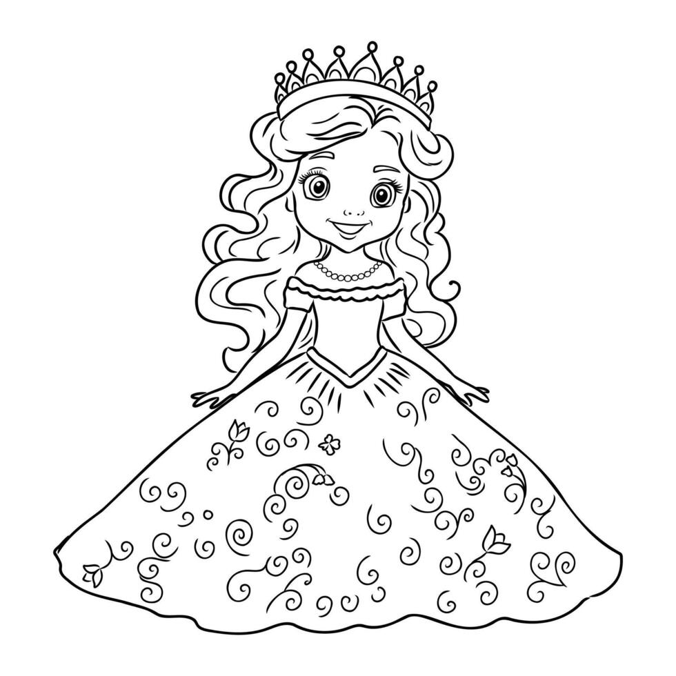 cartoon princess sketch vector