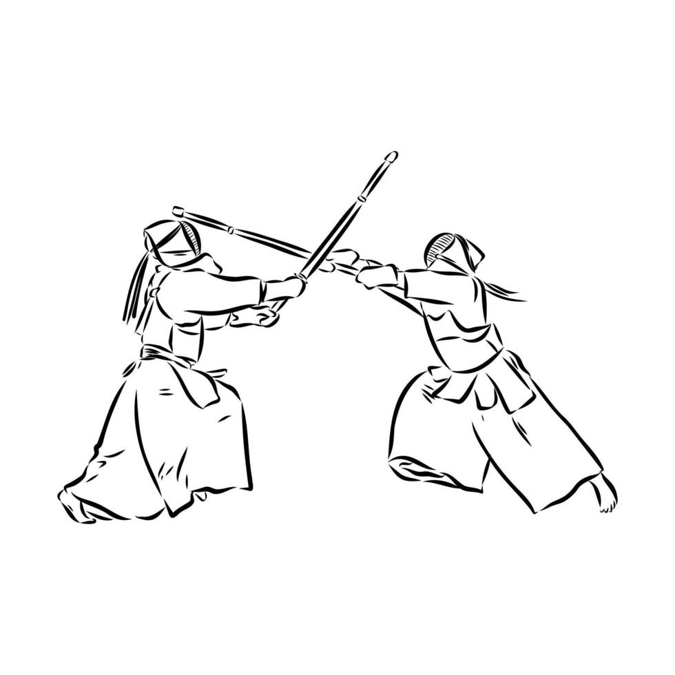Japanese samurai sketch vector