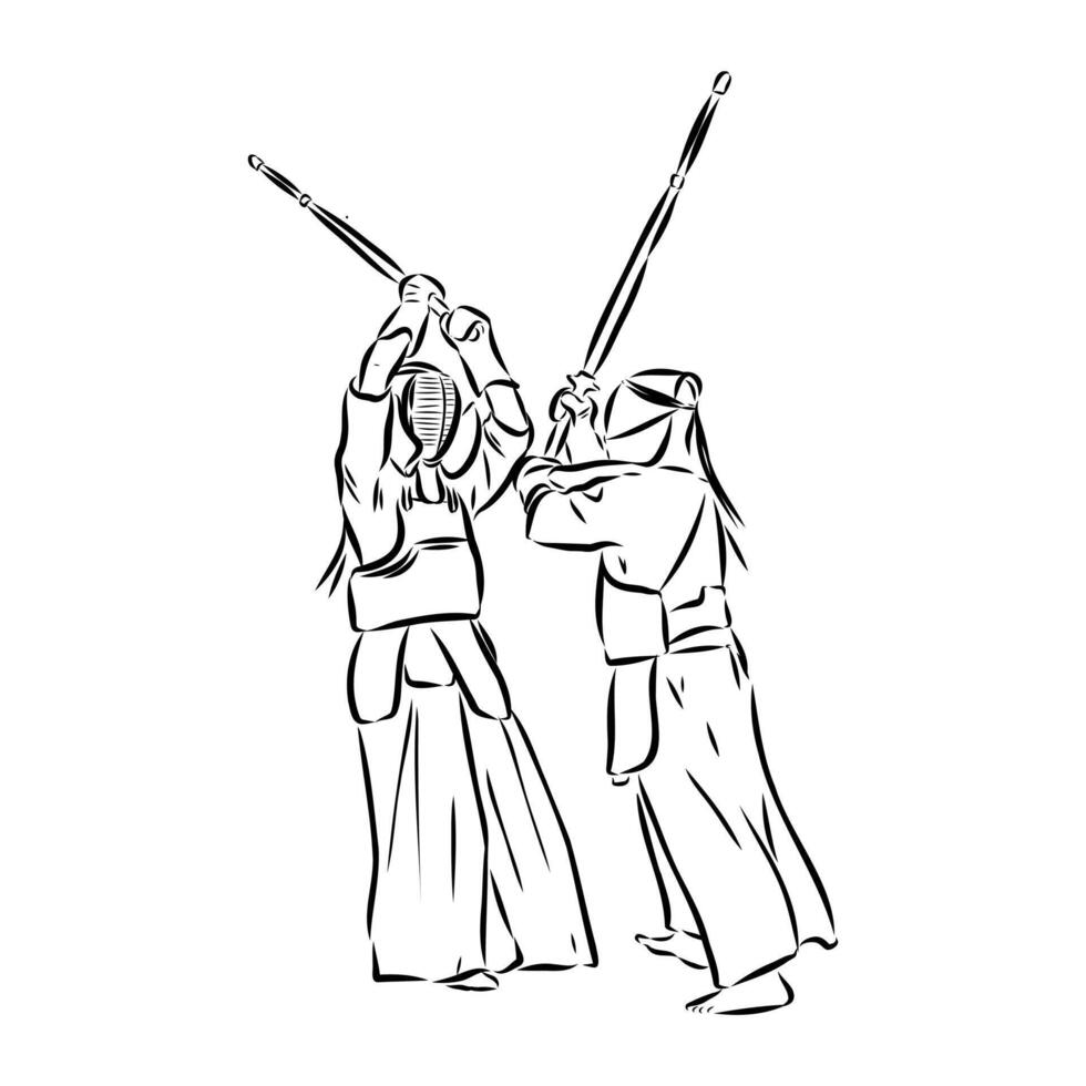 Japanese samurai sketch vector