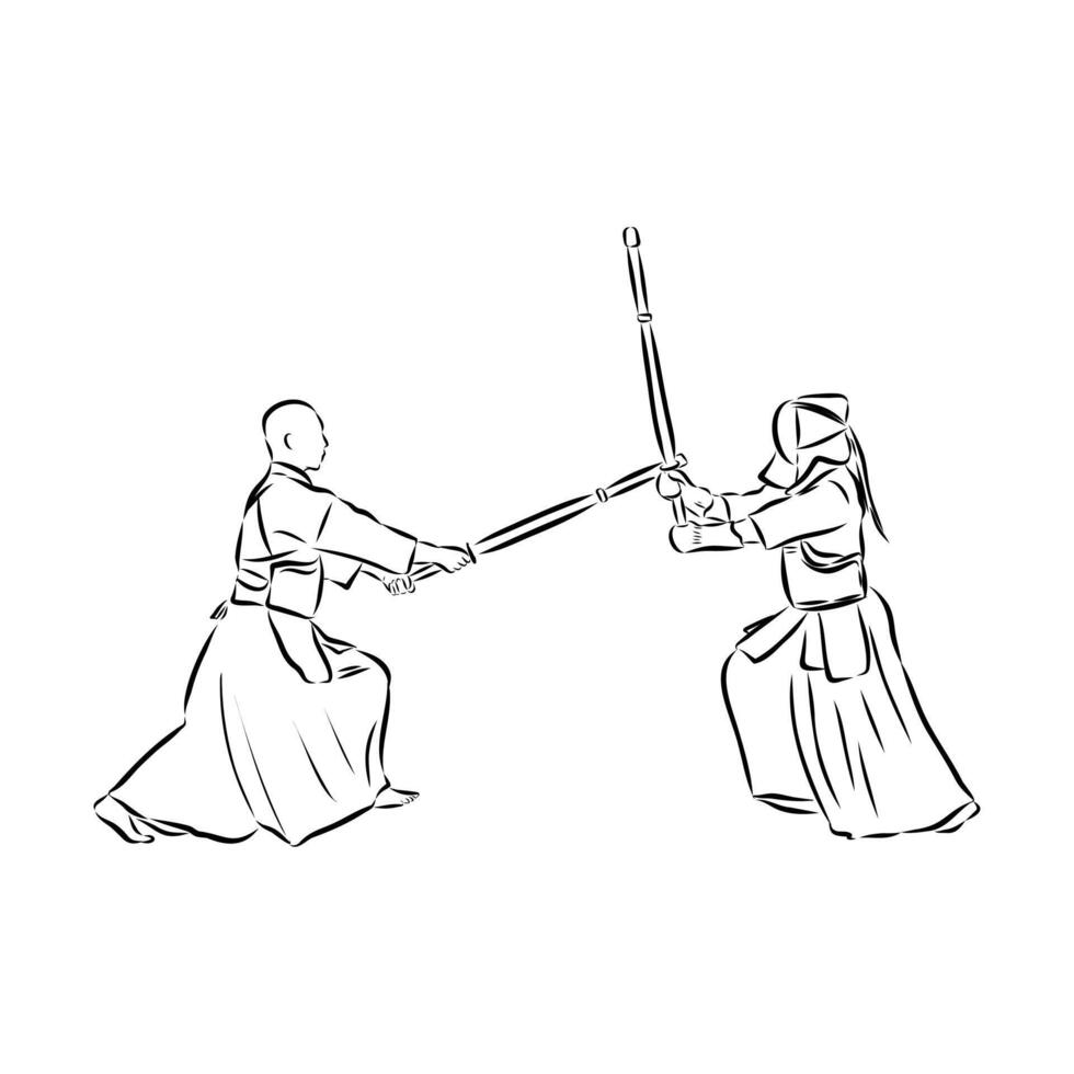Japanese samurai sketch vector