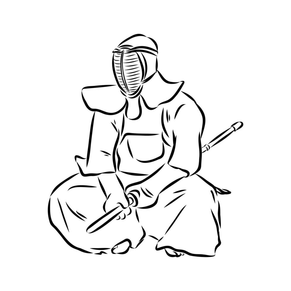 Japanese samurai sketch vector