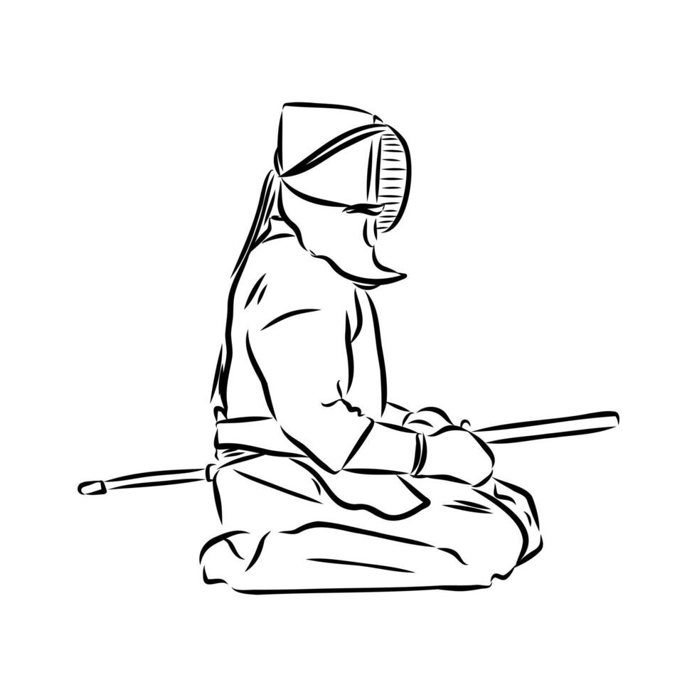 Japanese samurai sketch vector