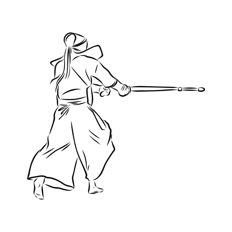 Japanese samurai sketch vector