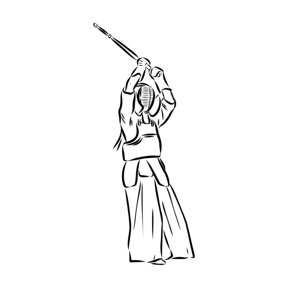 Japanese samurai sketch vector