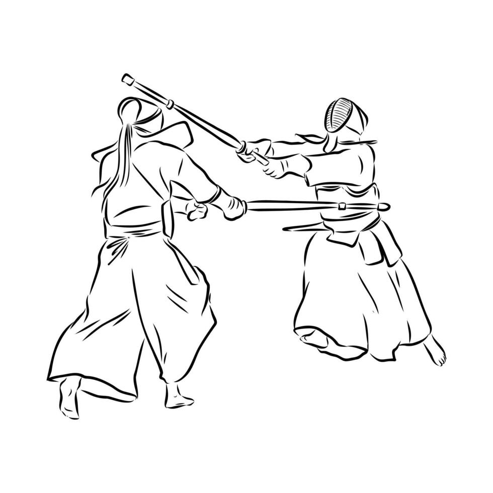 Japanese samurai sketch vector