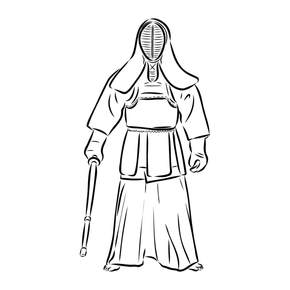 Japanese samurai sketch vector