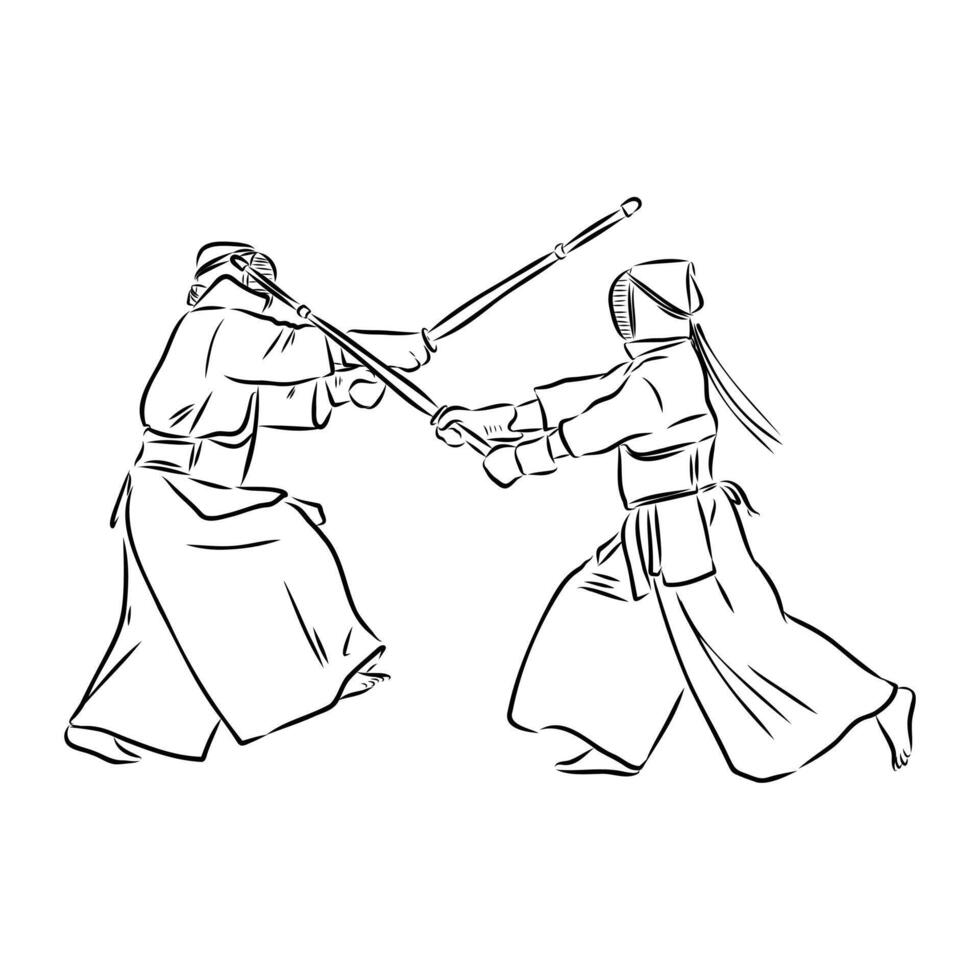 Japanese samurai sketch vector