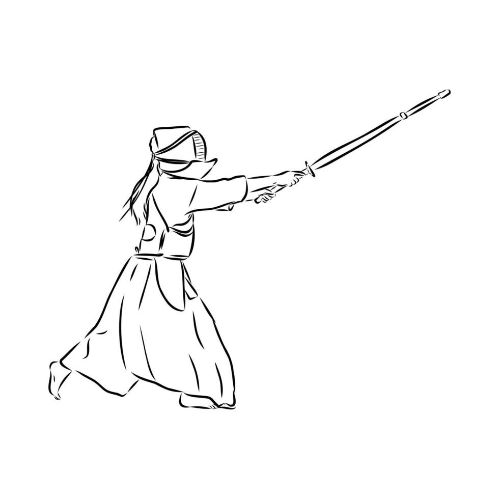Japanese samurai sketch vector