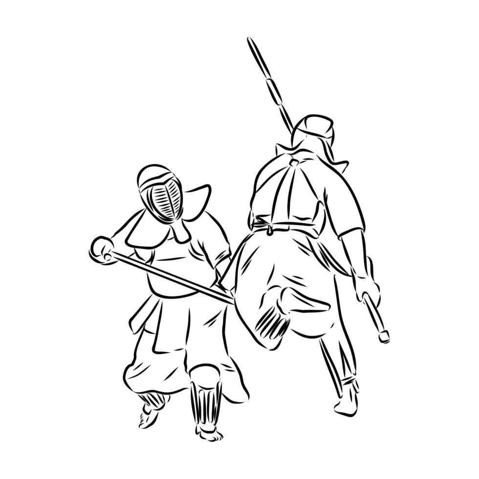 Japanese samurai sketch vector
