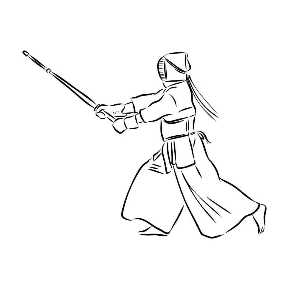 Japanese samurai sketch vector