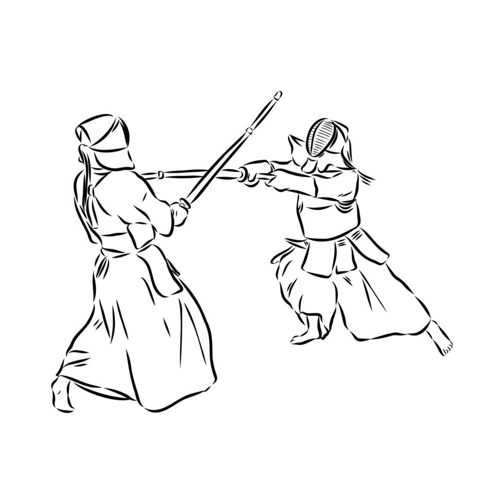 Japanese samurai sketch vector