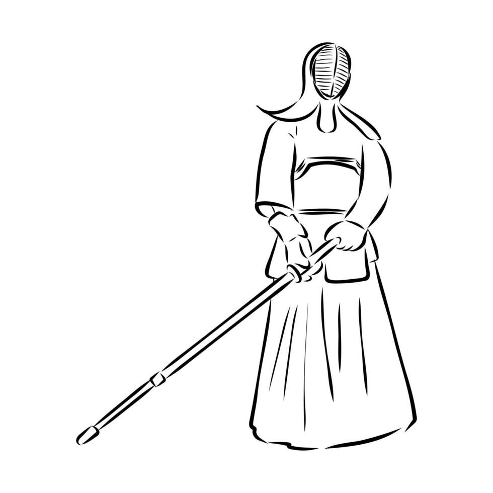 Japanese samurai sketch vector