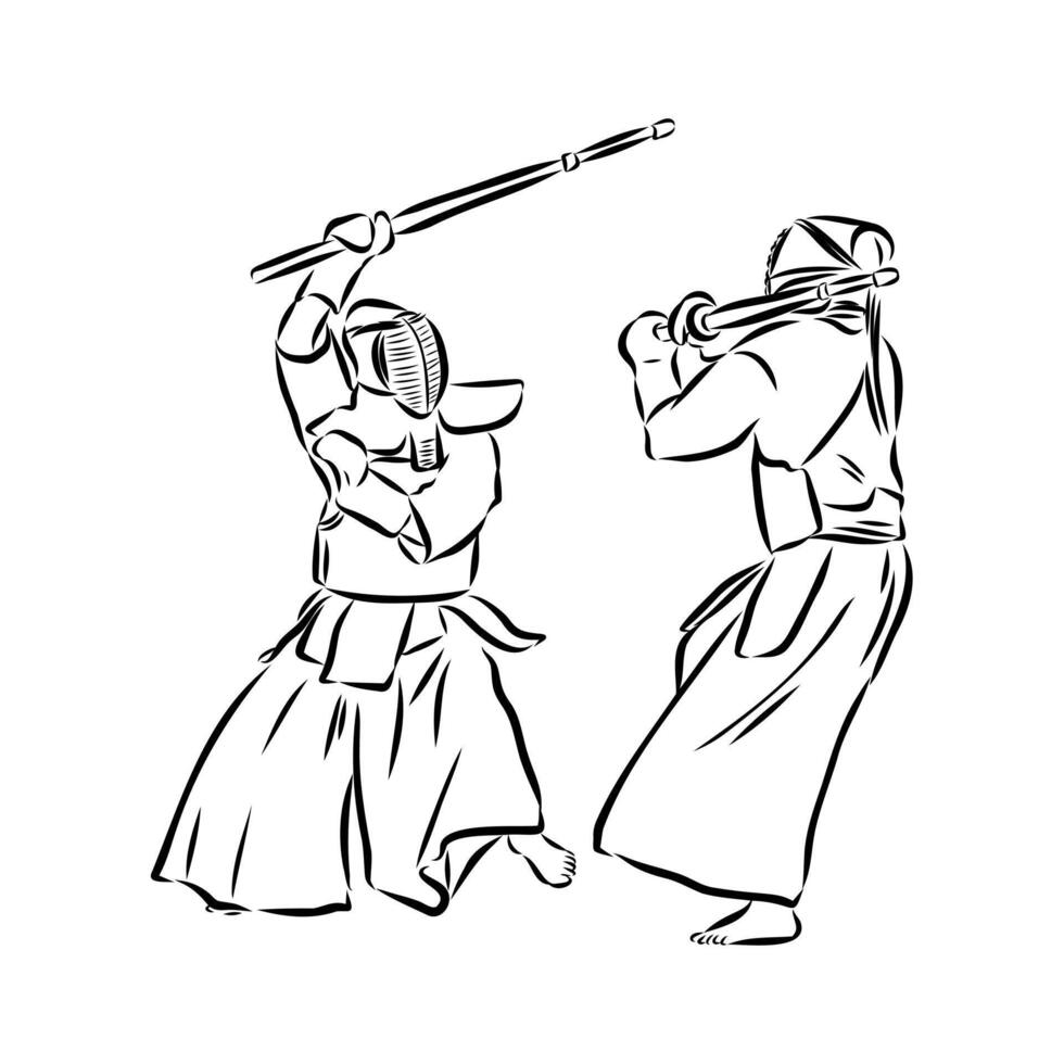 Japanese samurai sketch vector