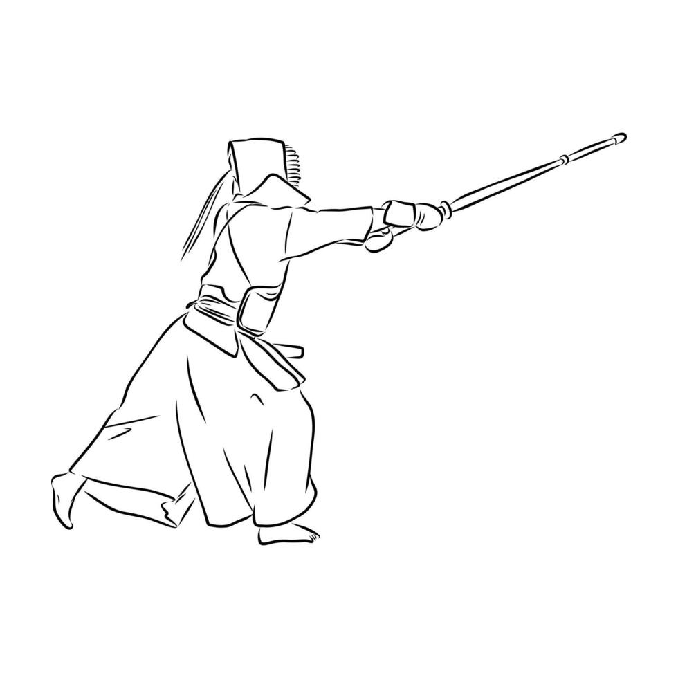 Japanese samurai sketch vector