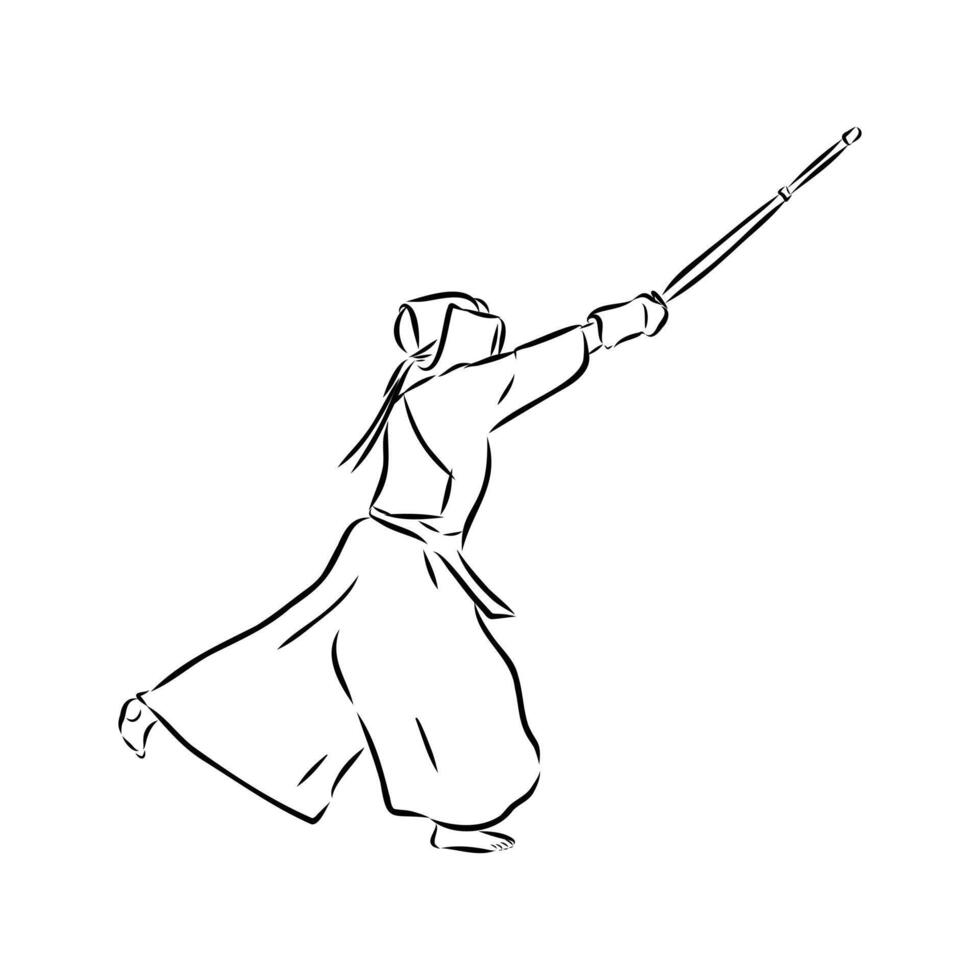 Japanese samurai sketch vector