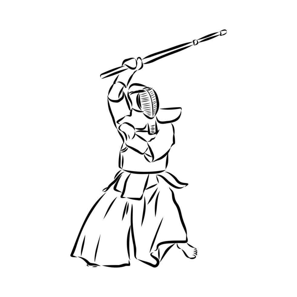 Japanese samurai sketch vector