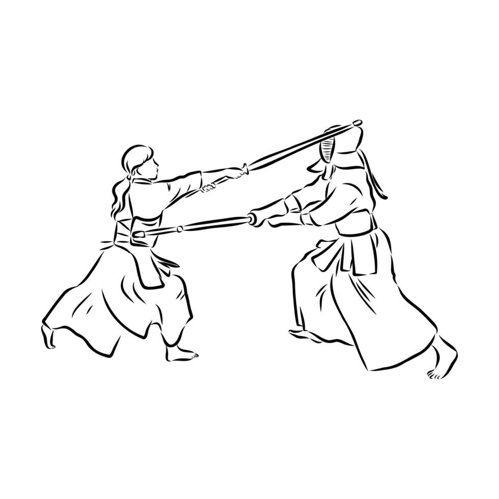 Japanese samurai sketch vector