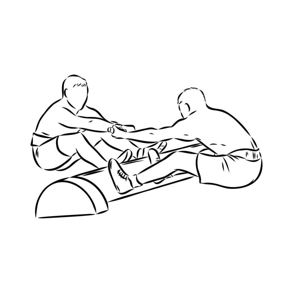mas wrestling sketch vector