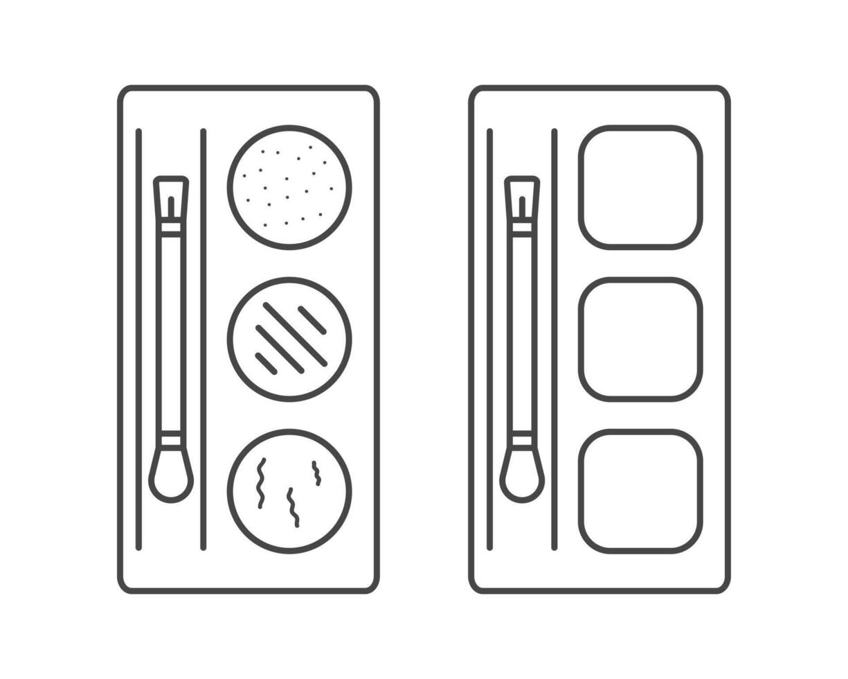 Linear graphic icons of beauty and cosmetics in the form of eyelids shadow and eye makeup. vector