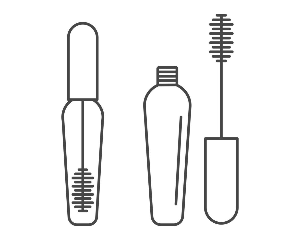 Collection makeup and cosmetics. graphic icons of beauty in the form of eyelashes, mascara with a brush. vector