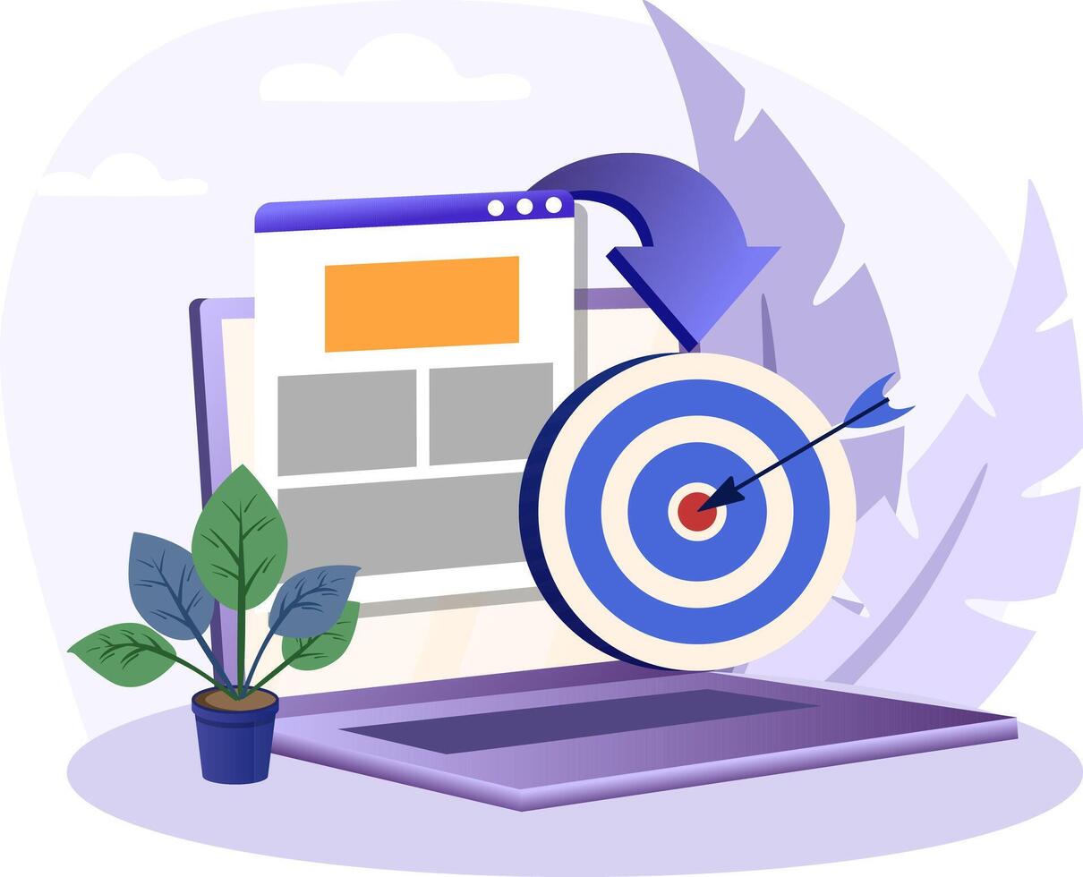 Landing page illustration. Concept of Seo Optimization for website and mobile website. Landing page template. 3D Illustrations. vector