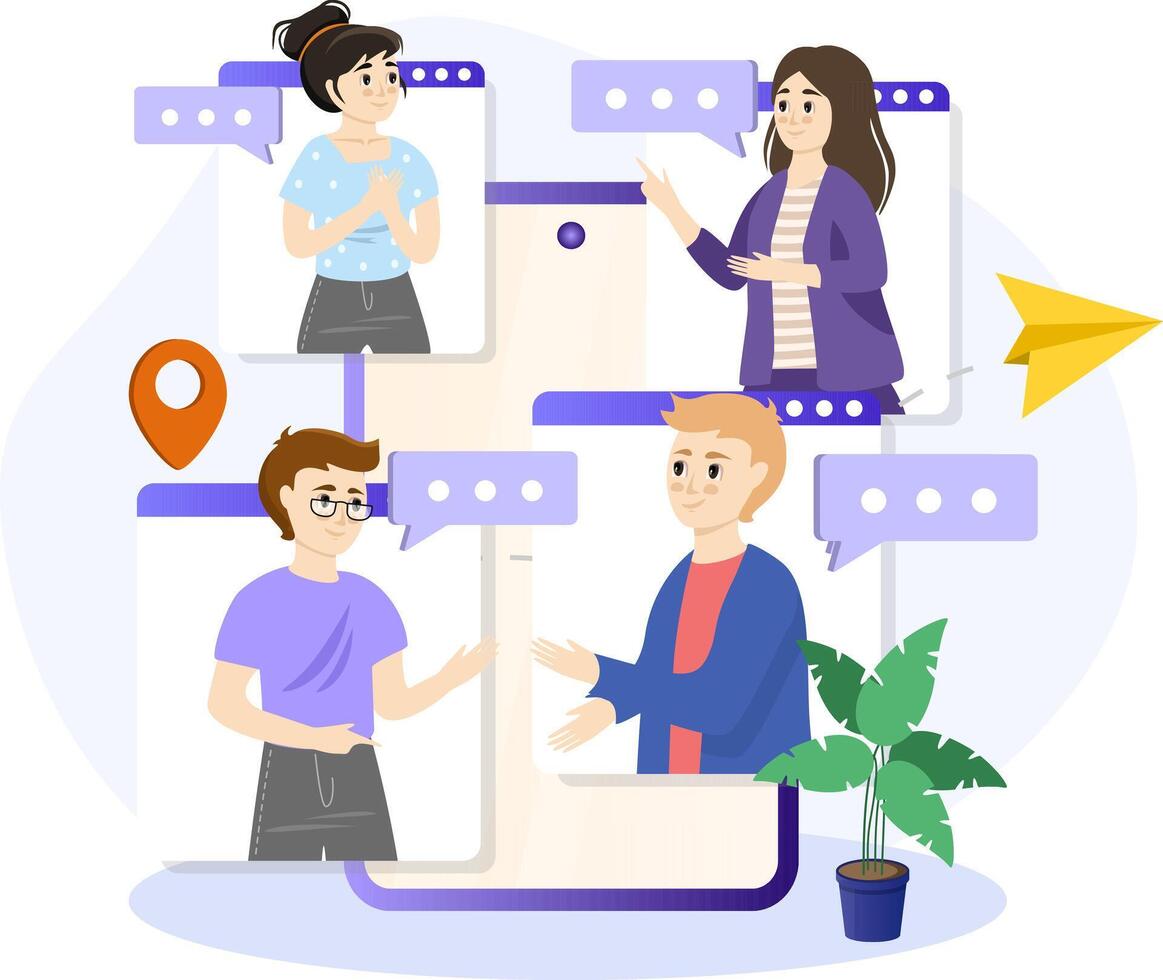 Connection illustration. Communication, dialog, conversation on an online forum and internet chatting concept. illustration. vector