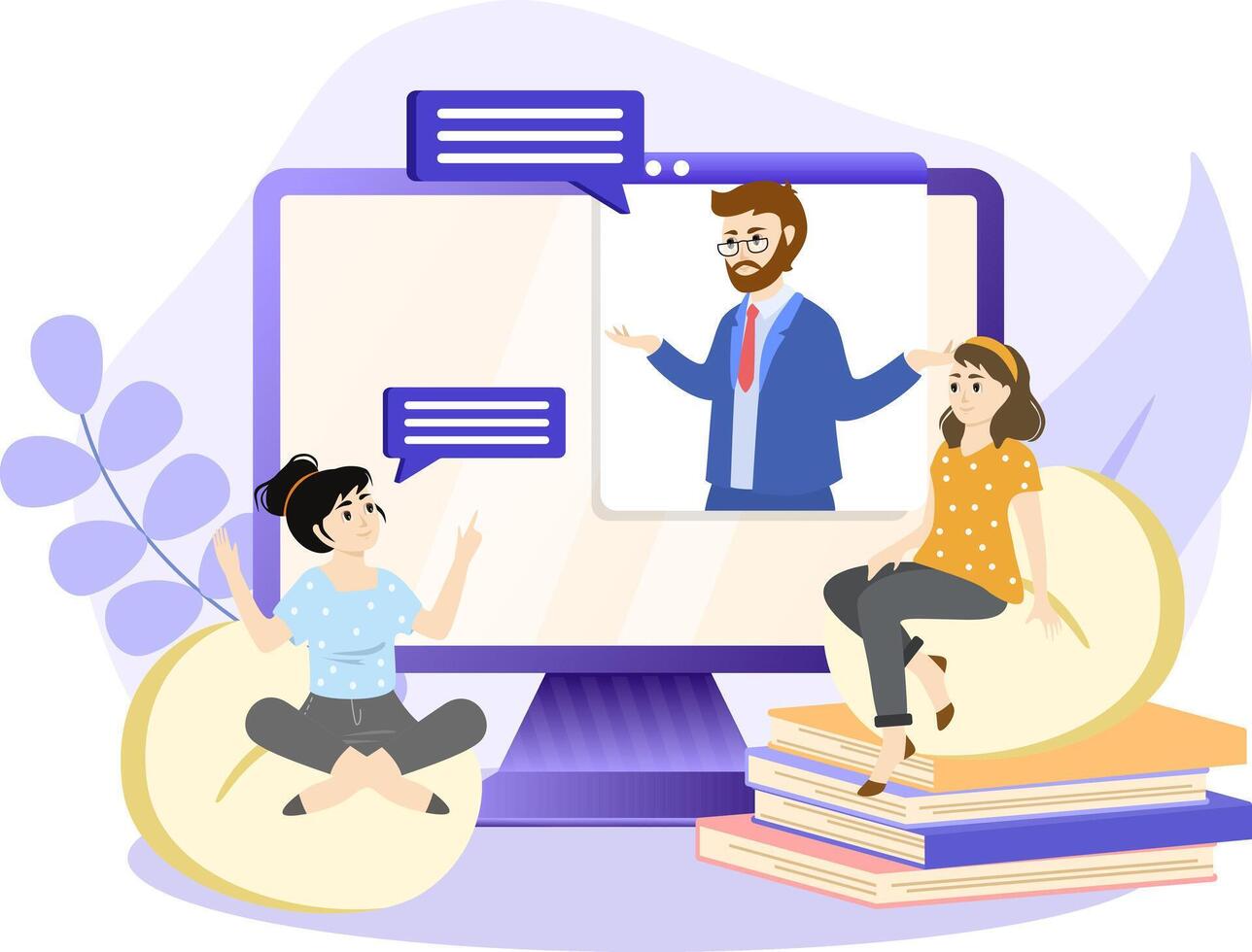 Discussion forum illustration. Exchanging personal point of view. Organized meeting or event networking people vector