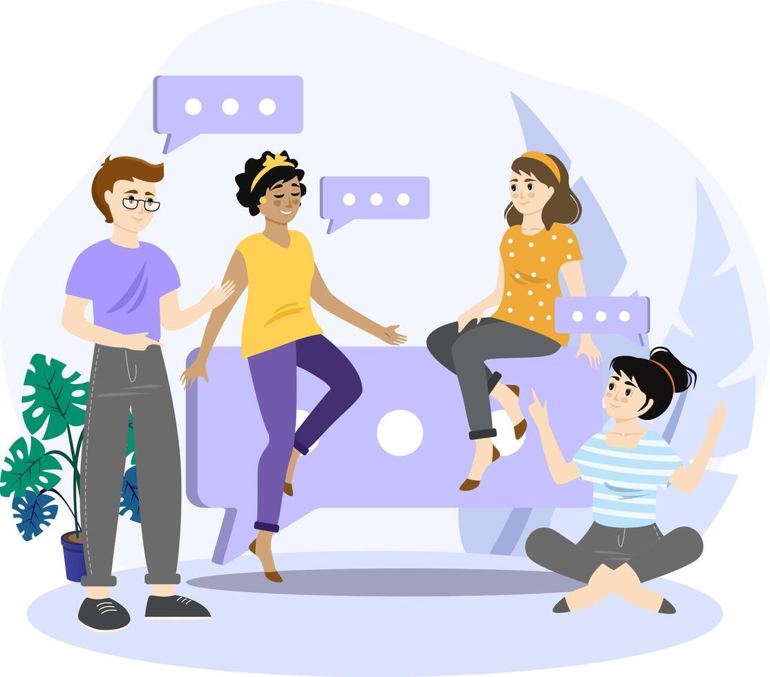 Community illustration. Community of business people building teamwork and cooperation. Cartoon corporate tiny characters , make achievement flat illustration. vector