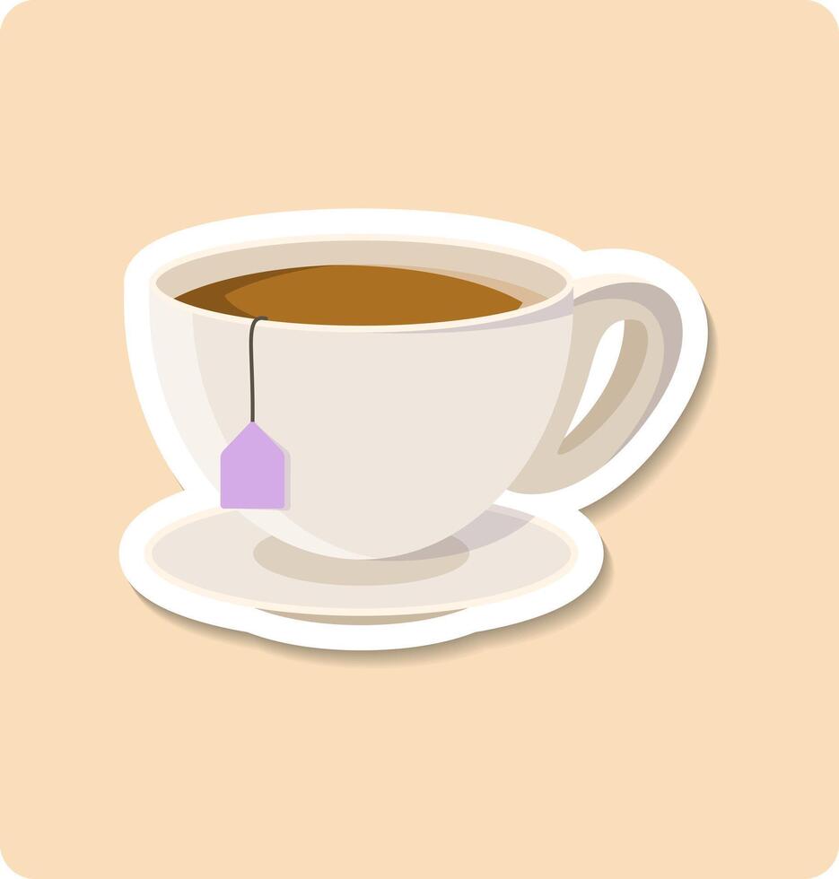 Steaming cup of tea brewing on a saucer with a floral background vector