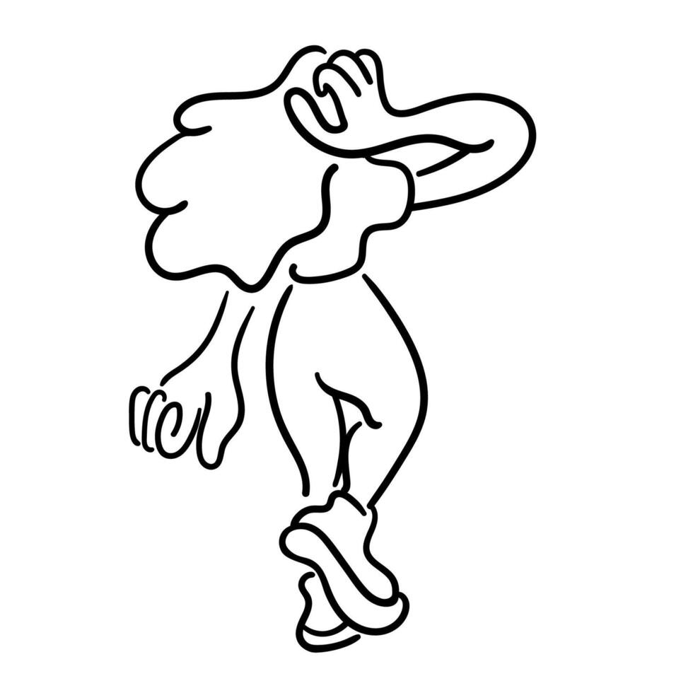 doodle line girl vector
