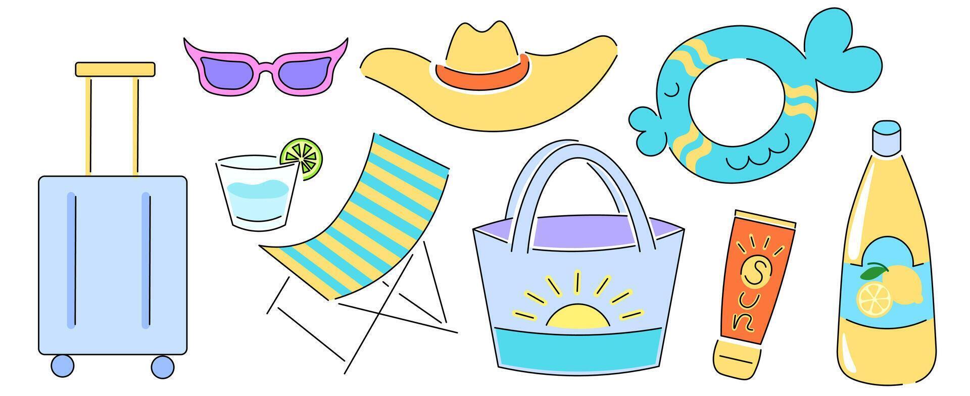 summertime doodle set vector