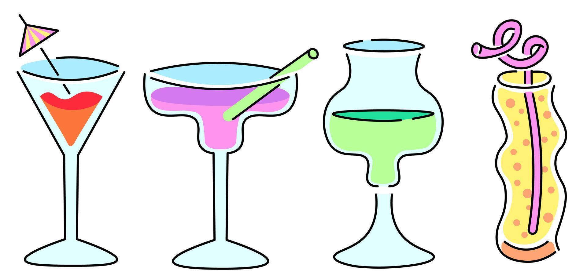 summertime drinks cool set vector