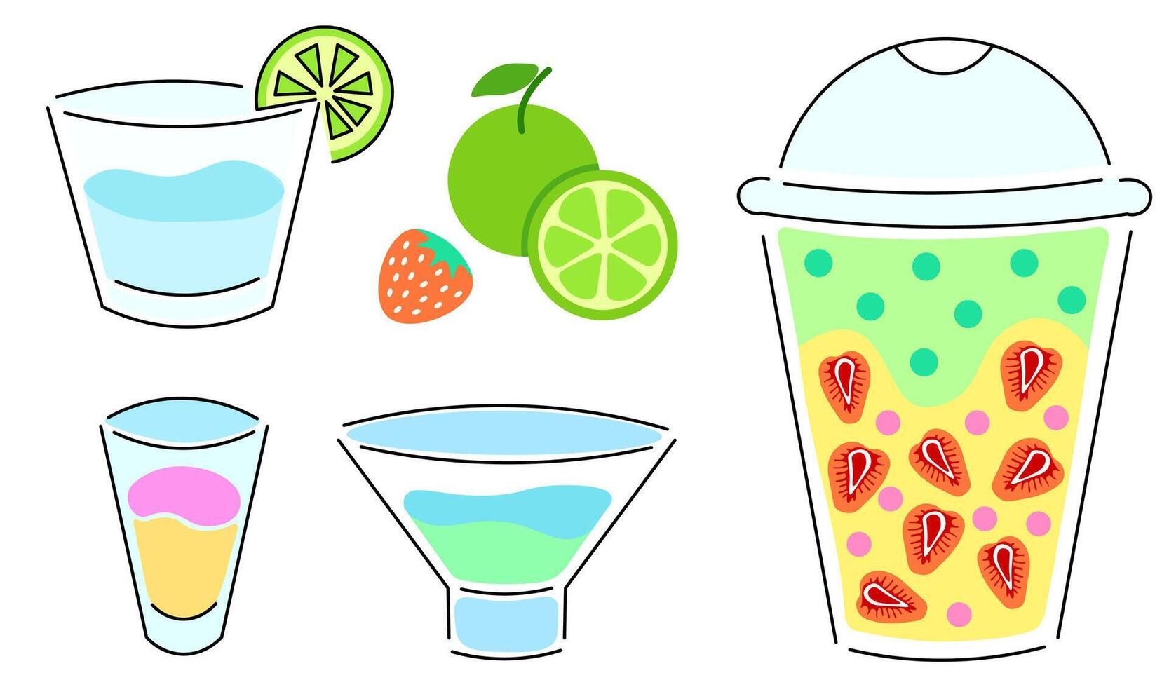 summertime drinks cool set vector